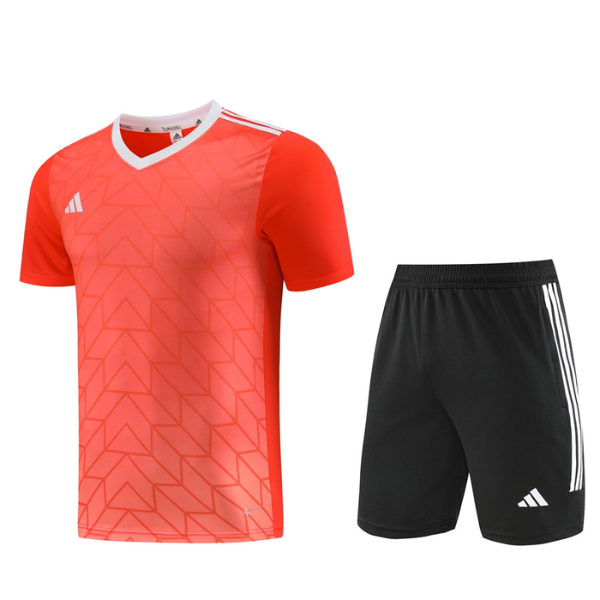 Conjunto Adidas Camiseta + Short Laranja e Preta - VENI Futebol