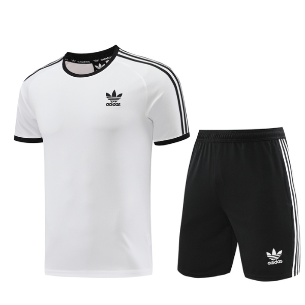 Conjunto Adidas Camiseta + Short Branca e Preta - VENI Futebol
