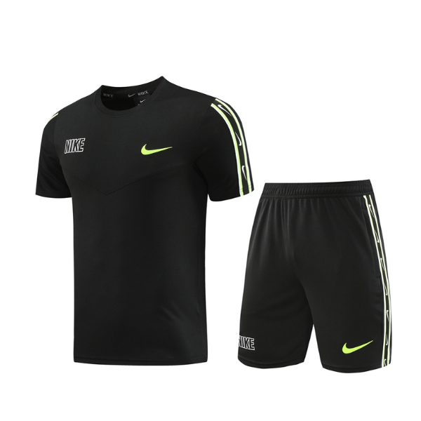 Conjunto Nike Camiseta + Short Preta e Verde - VENI Futebol