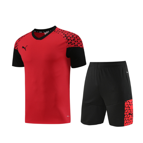 Conjunto Puma Camiseta + Short Vermelha e Preta - VENI Futebol