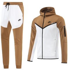 Nike Tech-Fleece-Set: Jacke + Hose in Braun und Weiß - VENI Futebol