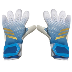 Adidas Predator Accuracy League Torwarthandschuhe, Weiß, Hellblau und Gold - VENI Futebol