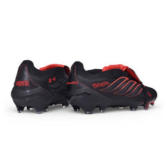Adidas Predator 26 Tongue Elite Black and Red Leather Tech Pack Firm Ground FG Football Boot