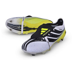 Adidas Predator 27 Elite Tongue White, Yellow and Black Firm Ground FG Football Boot