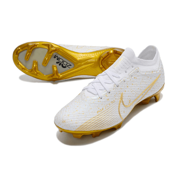 Chuteira de Campo Nike Zoom Mercurial Vapor 15 Elite FG Branca e Dourada - VN Esportes