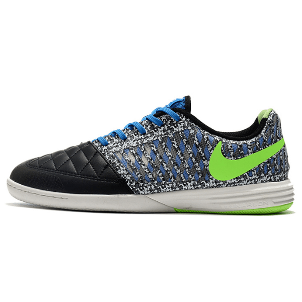 Chaussures de futsal Nike Lunar Gato II IC noires, blanches et bleues - VN Esportes