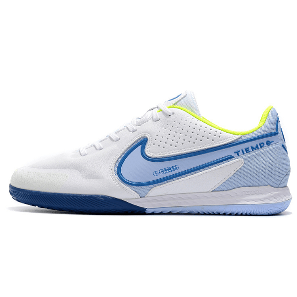 Chuteira Nike Tiempo 9 Legend IC Branca e Azul Claro - VN Esportes